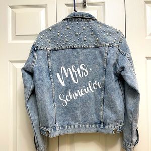 Pearl studded Mrs. Schneider denim jacket